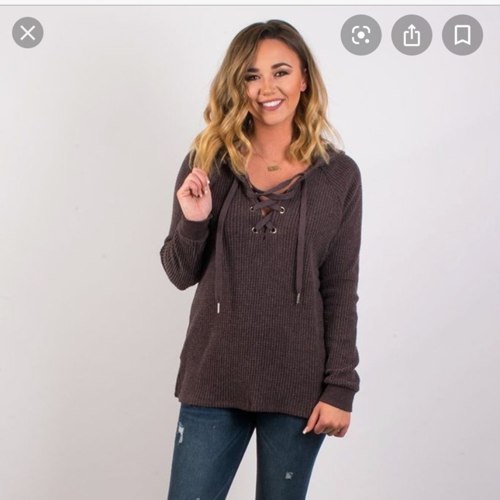 Z Supply Waffle lace up Top